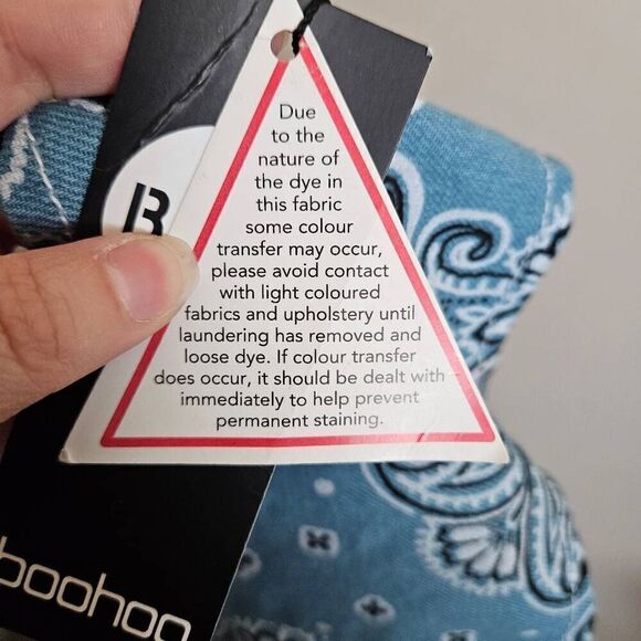 NWT Boohoo Blue Patchwork Denim Bralette Crop Top - Picture 8 of 9